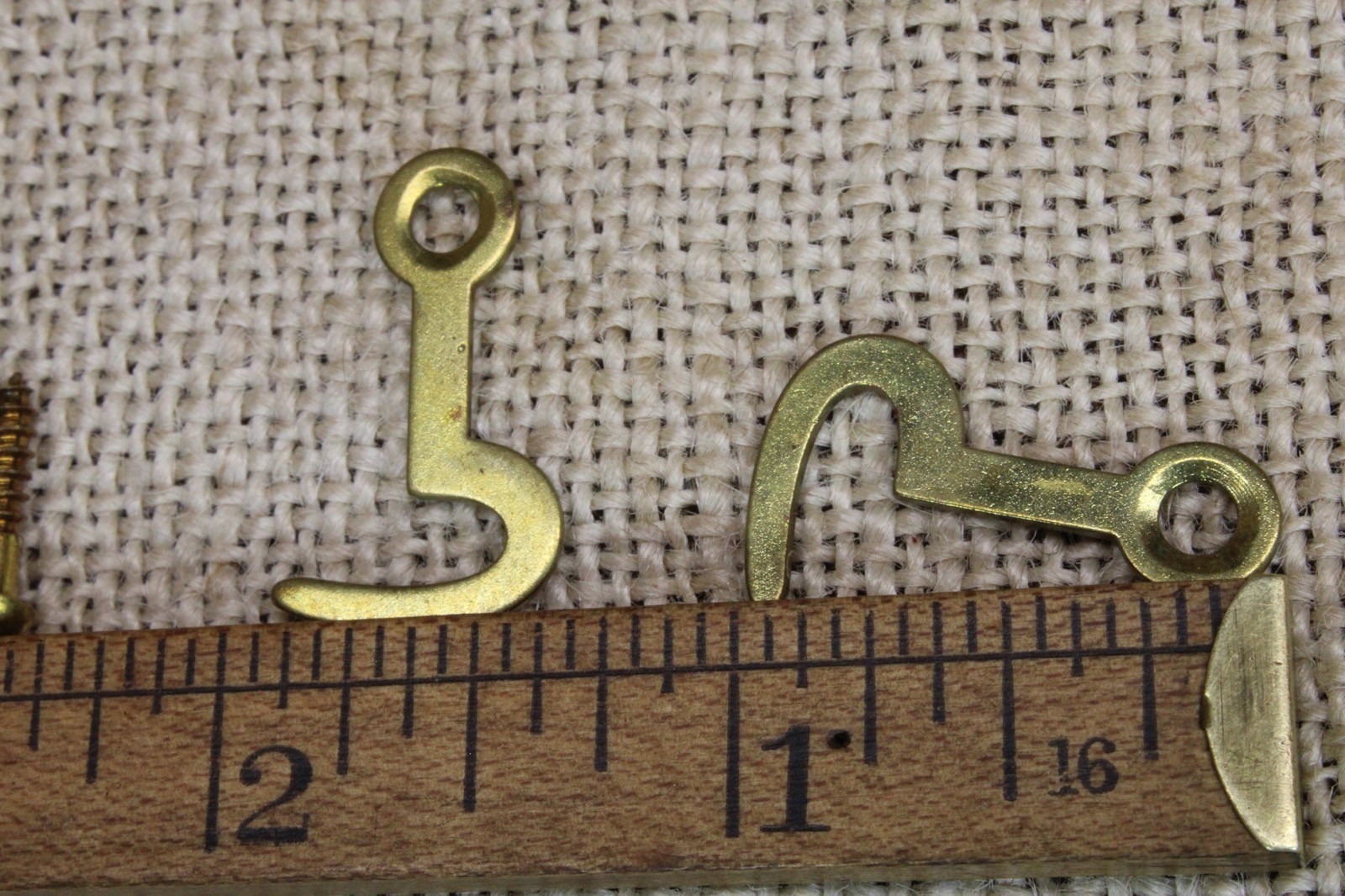 2 Old Brass Hook and Eye Shutter Cabinet Latch Swing Flip Catch Clock 1900’s