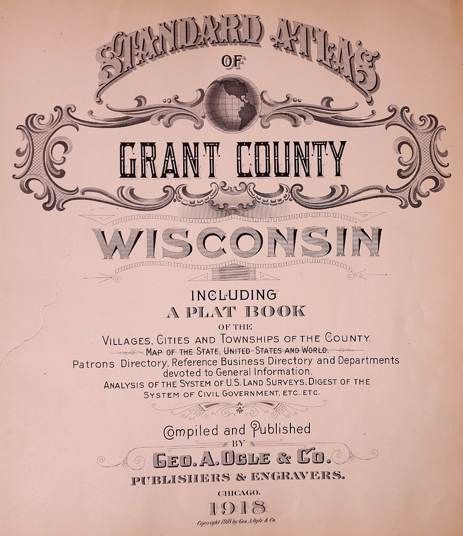 1918 Plat Map ~ Patch Grove Township, Grant County, Wisconsin (15×17)