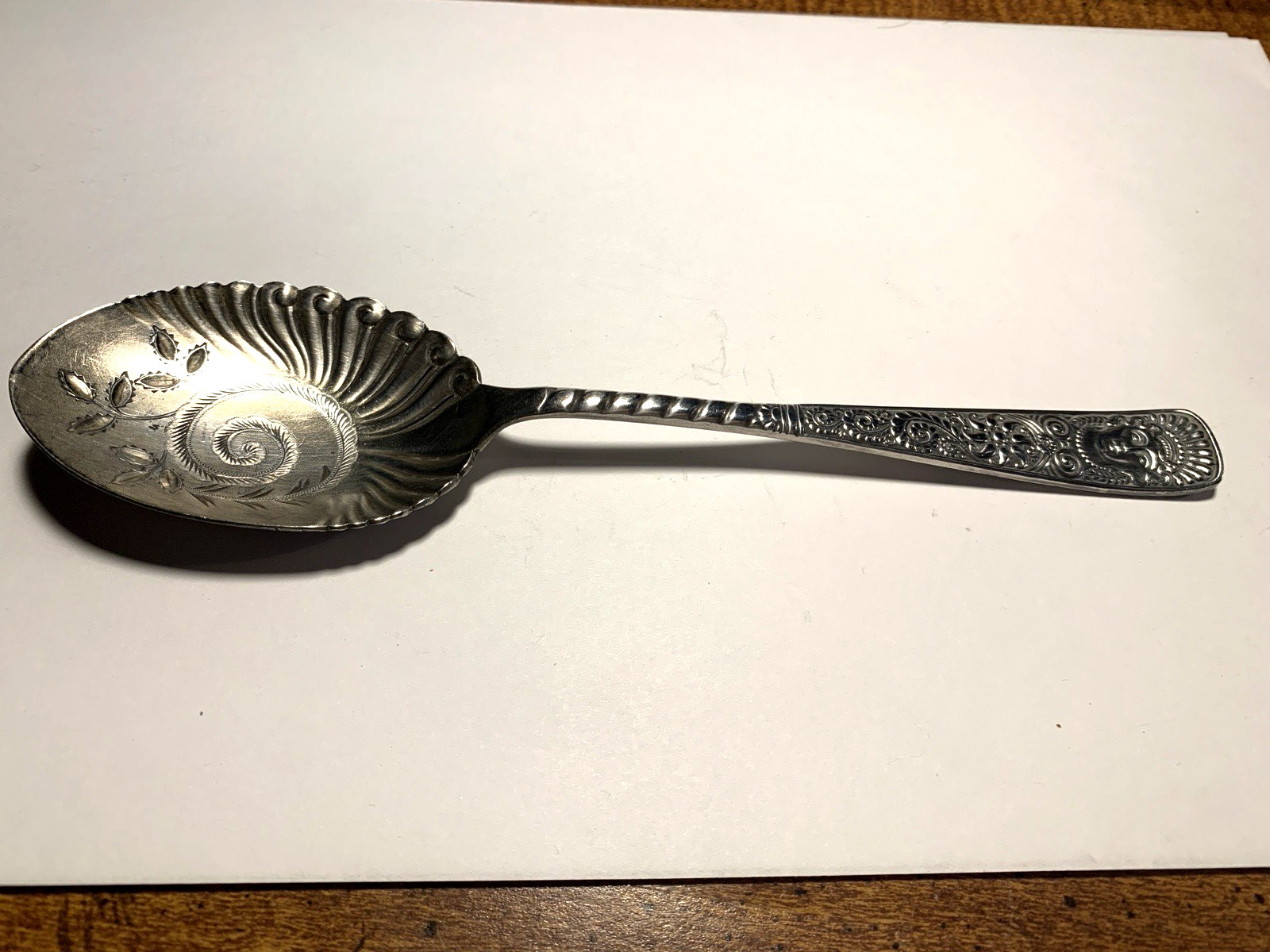 Assyrian Pattern ; Victorian Silver plate Rogers Bros Berry Spoon