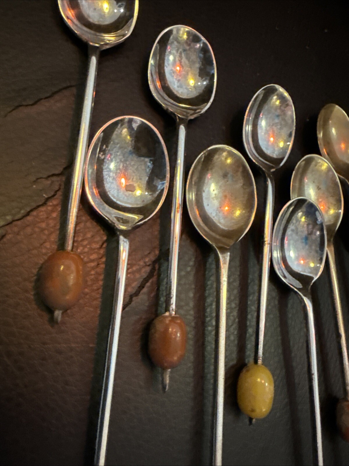 10 Silver Plate Coffee Bean Spoons