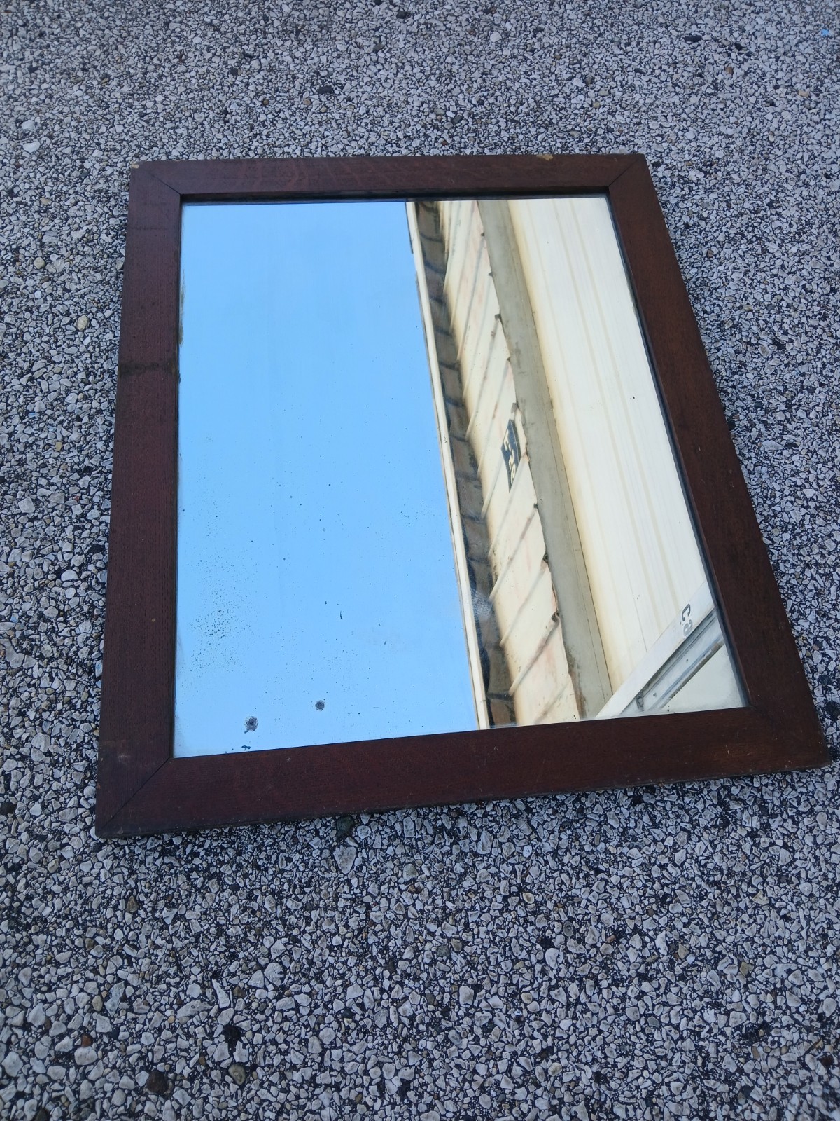 Antique Primitive wall Mirror Wood Frame 33×26 Craftsman Mission Oak