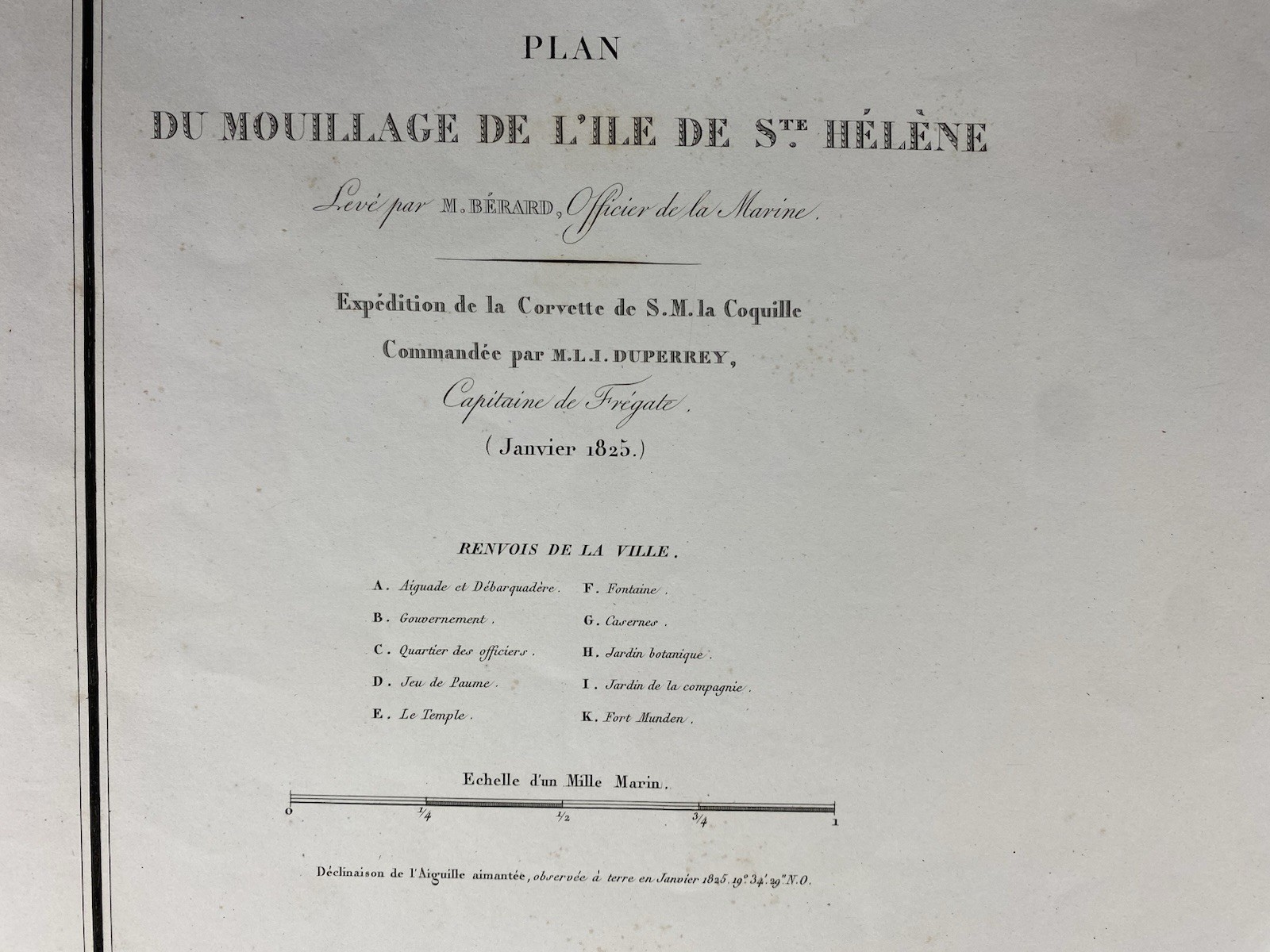 Plan Of The Anchorage Of The Island Of St. Helena 1828 Antique Map Africa