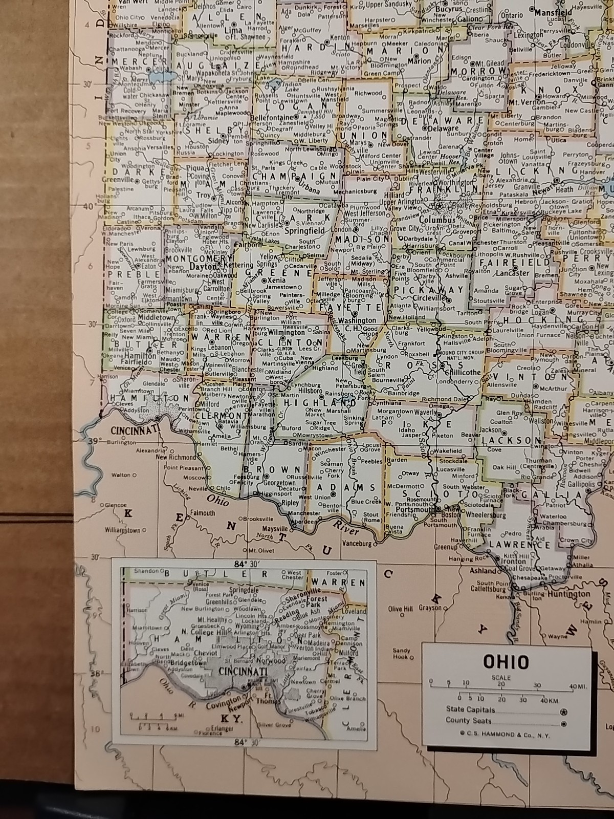 1973 Vintage OHIO Atlas Map Mid-Century Modern Hammond Medallion World Atlas