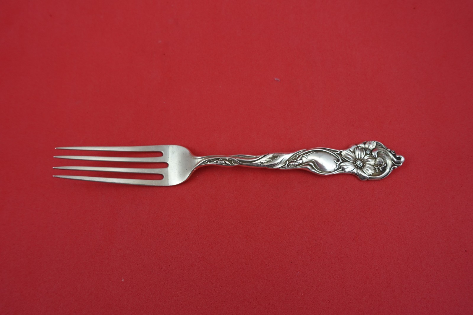 Flower of the Month by Shiebler Sterling Silver Pastry Fork “October” 6 1/2″