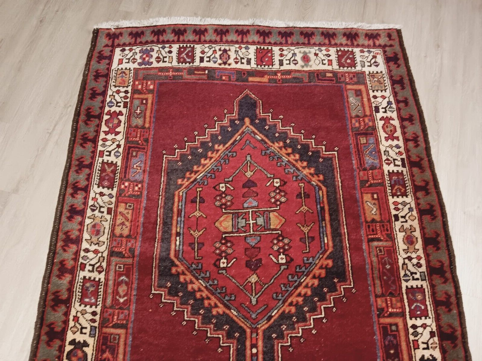 ESTATE Circa 1950 11 FEET Runner Azerbaijan Handmade-knotted Rug Wool 586480
