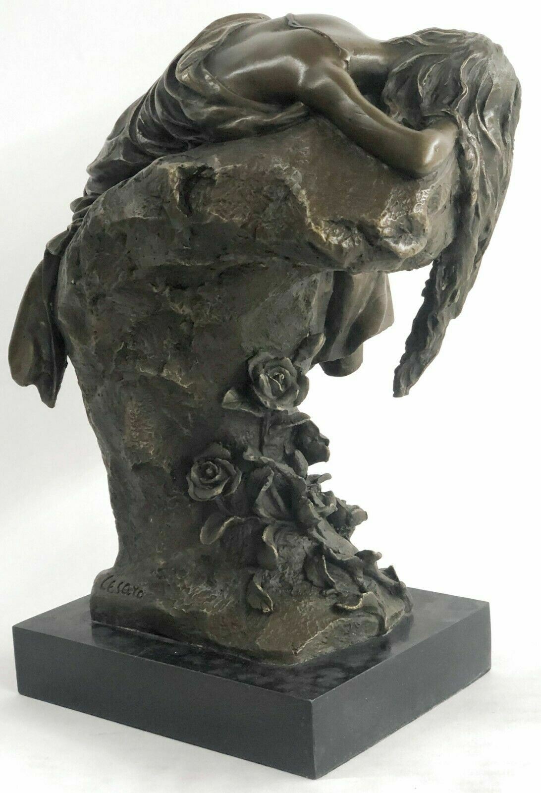 Western Art Deco Sculpture Sexy Sleeping Beautiful Woman Girl Bronze Statue Deal