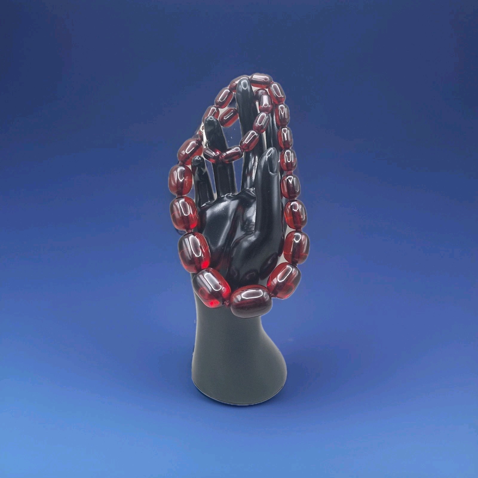Art Deco Cherry Amber Bakelite Necklace With Silver Clasp