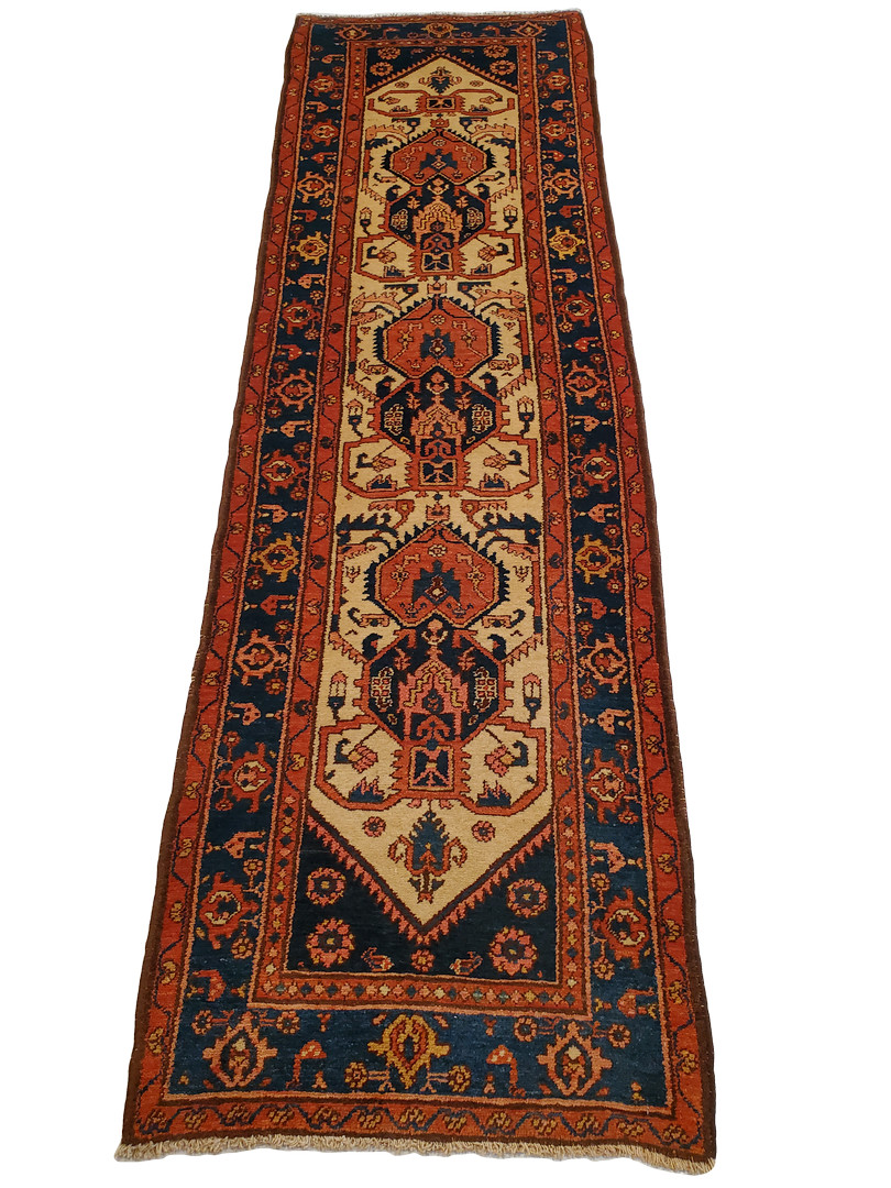 Regal Red Beige & Navy runner, Multi-Medallion – 2’8″ x 9’5″