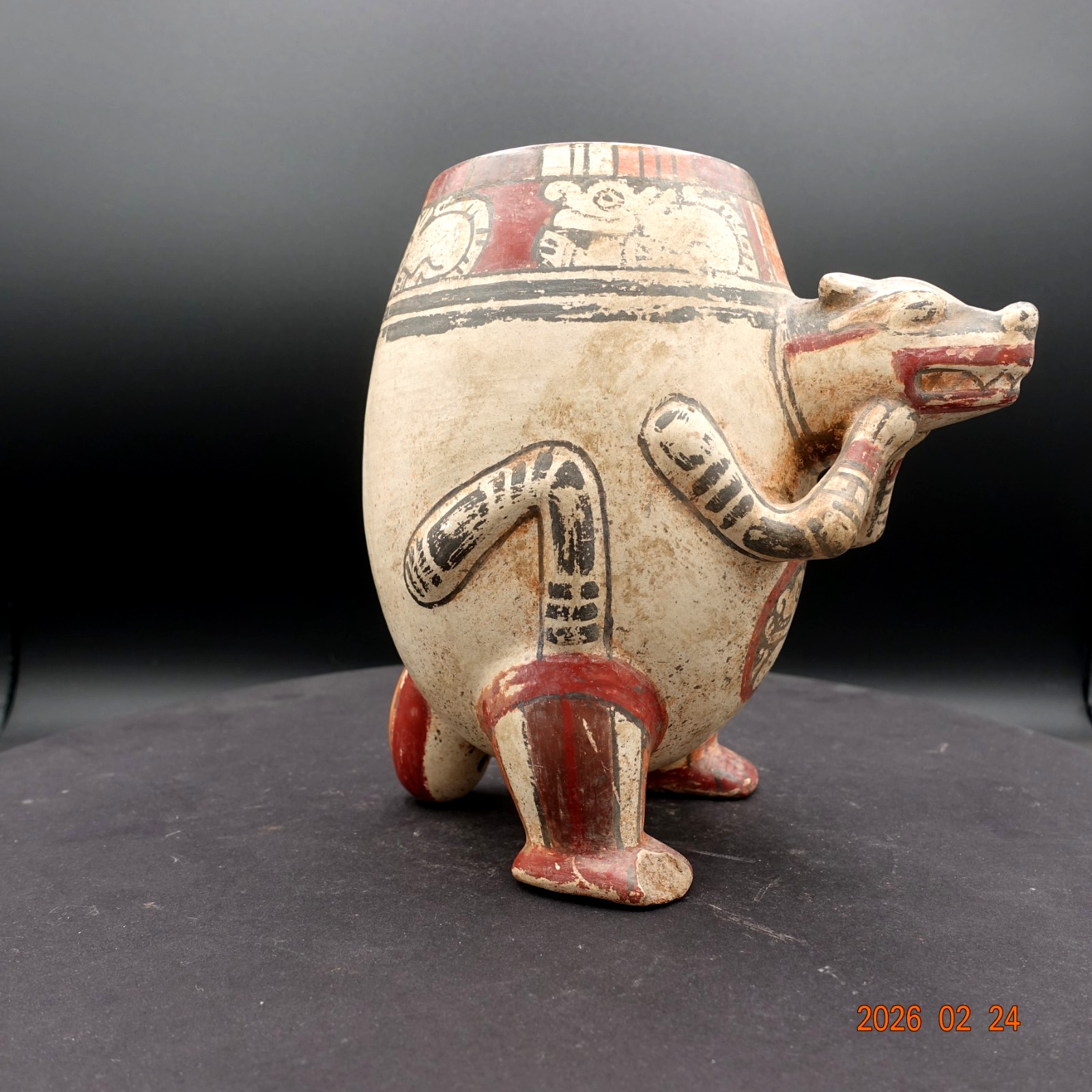 Pre-Columbian Authentic Artifact Ceramic Pottery Poly-Chrome Pizote Vessel