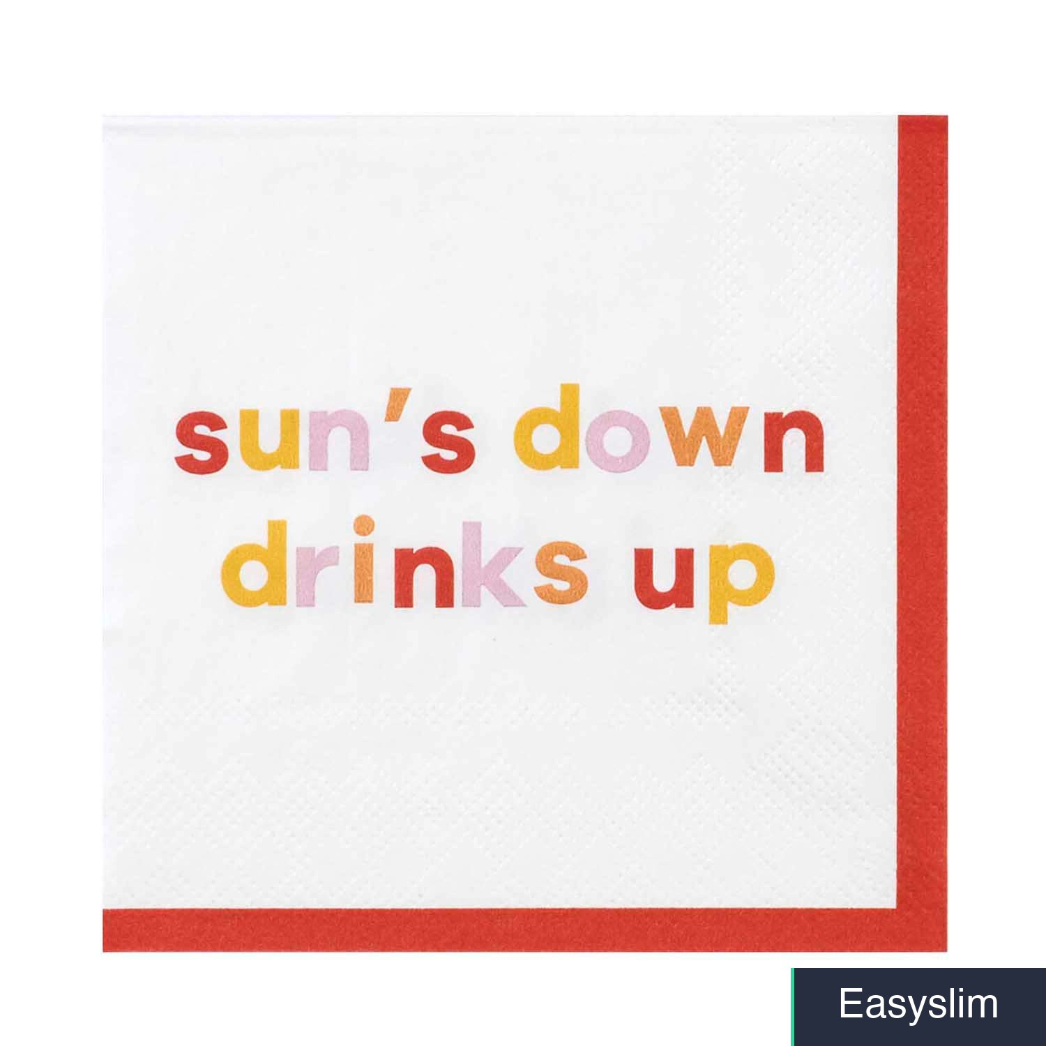 Cocktail Napkins 20 Pack, 5.5 x 5.5 Inch, 3-Ply Paper, Red Design