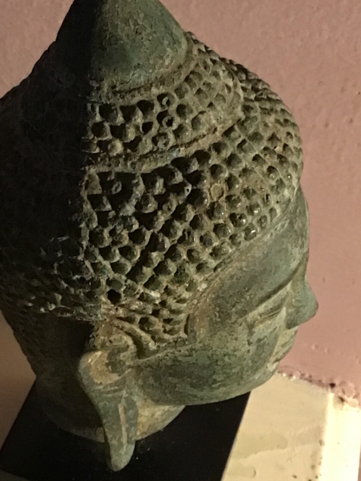 Buddha Head Antique Thai Style Sukhothai Mounted Buddha Head 6.5” / 16cms.