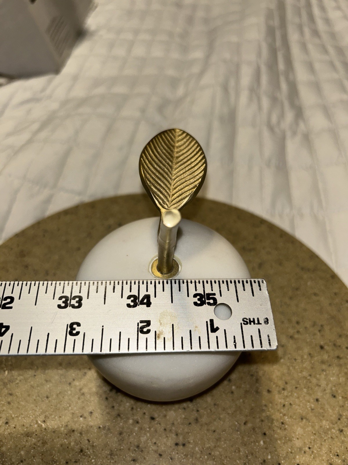 Anthropology white/gray Swirl solid marble and brass apple Leaf Paper Weight