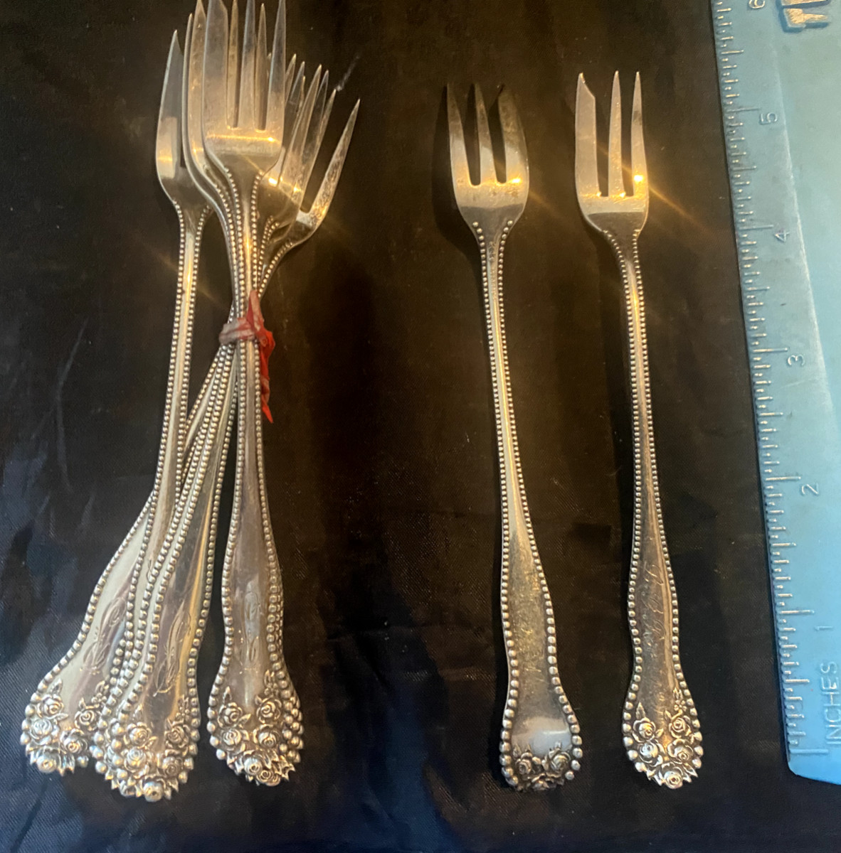 1 GORHAM LANCASTER ROSE STERLING SILVER SEAFOOD FORK MONOGAMMED price each