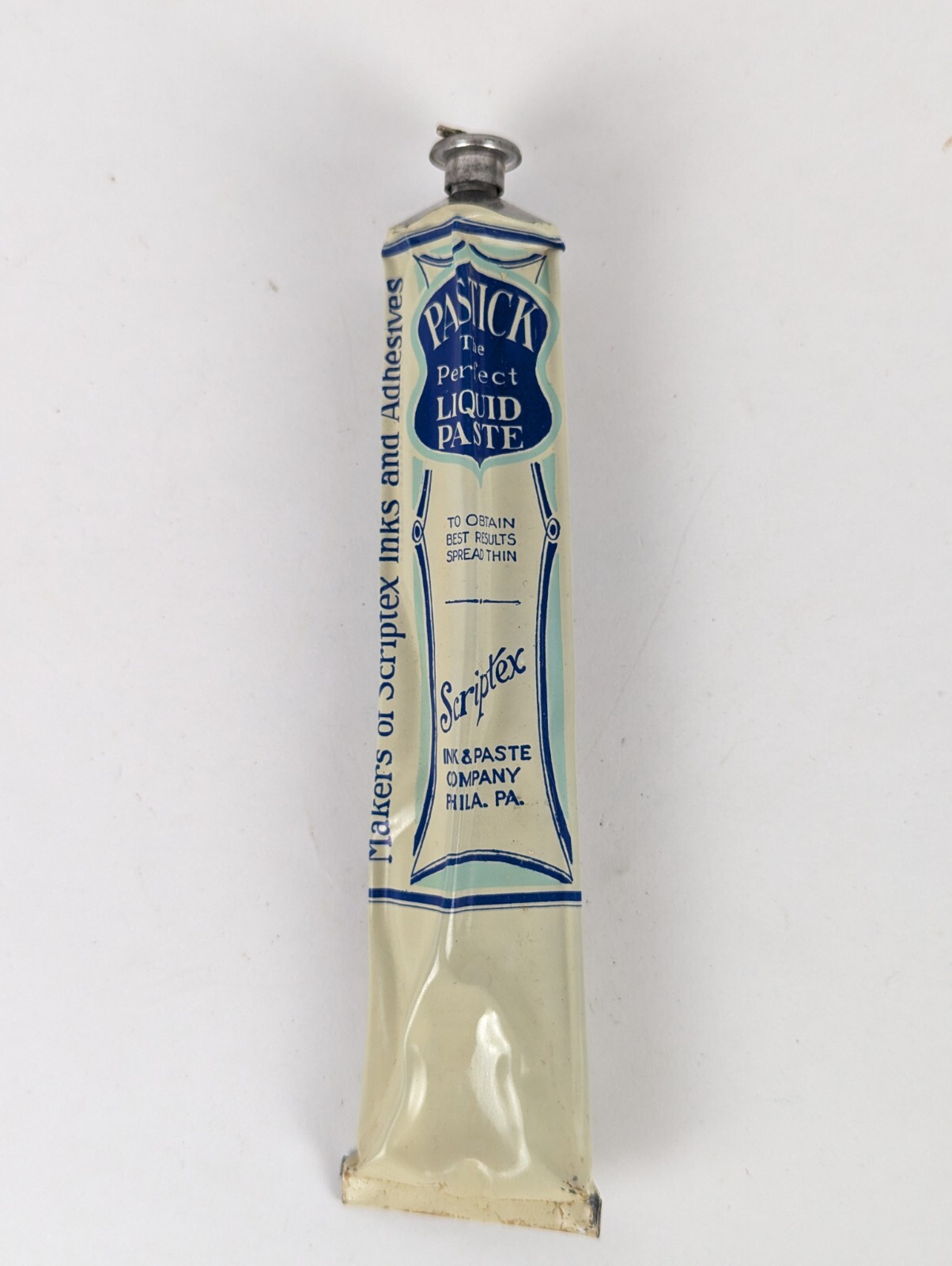Rare Antique Scriptex Pastick Liquid Paste Tube NOS 1890–1915 Art Collectible