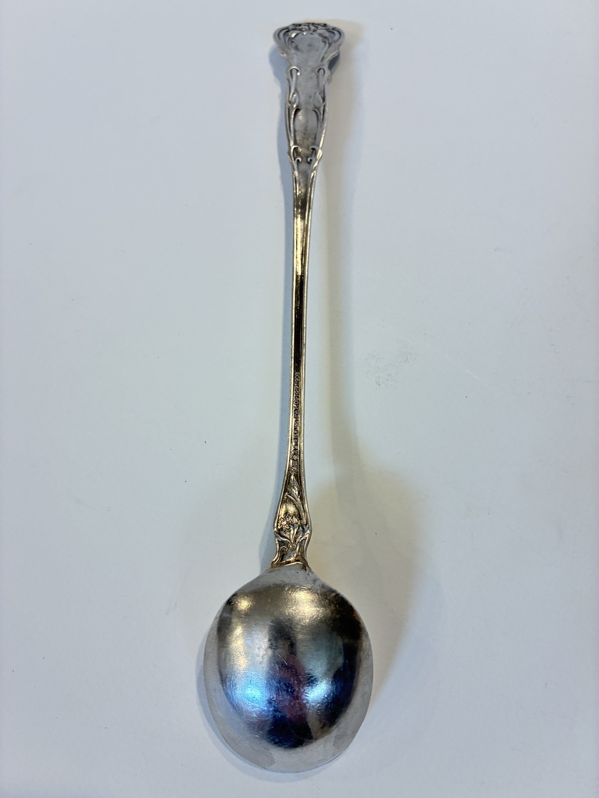 Wallace Carnation Sterling Silver Condiment Cream Spoon Old Halmarks Pat 1908