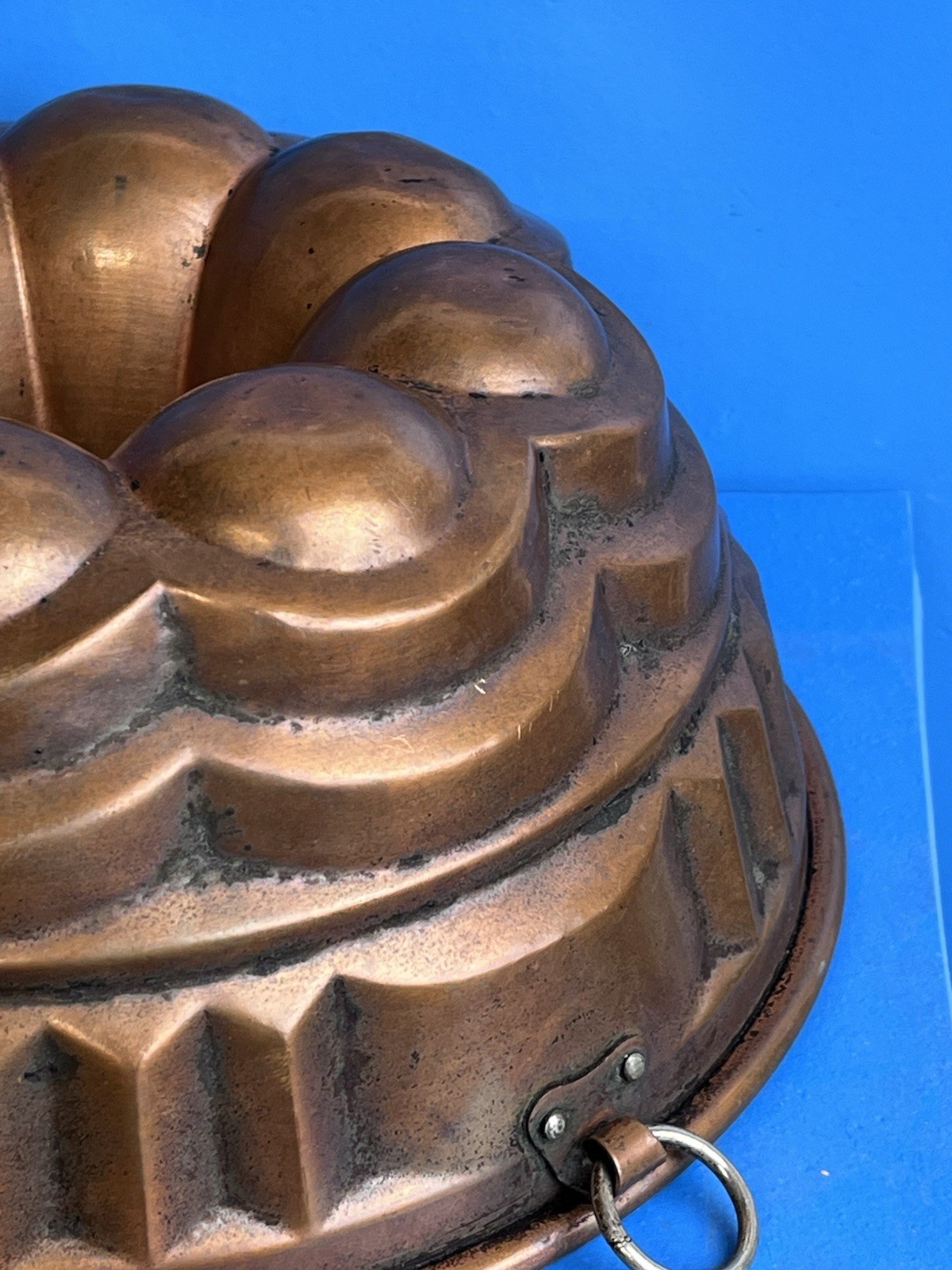 Antique Solid Copper Tin Lined Bundt Cake Pan Mold 10”