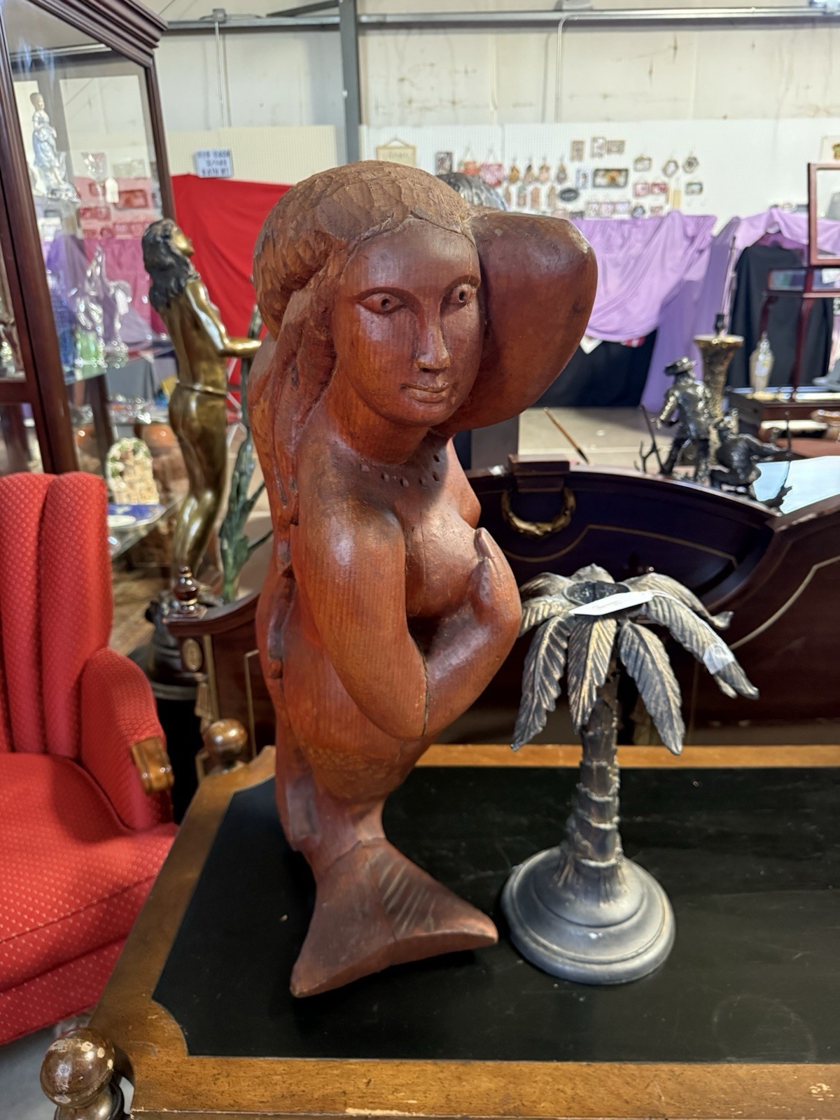 Very Unique Figure Head For Boat Mermaid Made Of Cedar Ulysses OXF 81 Soild 26in