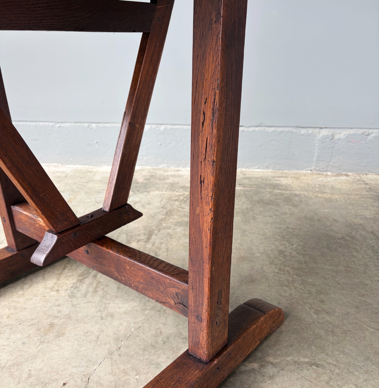 Antique French Solid Oak and Pine Rustic Wood Wine Tasting Table with Tilt Top