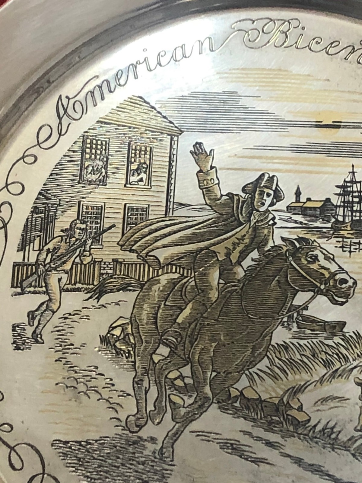 The Danbury Mint Solid Sterling Silver “Paul Revere’s Ride 1775” 8″d., 8.1 oz