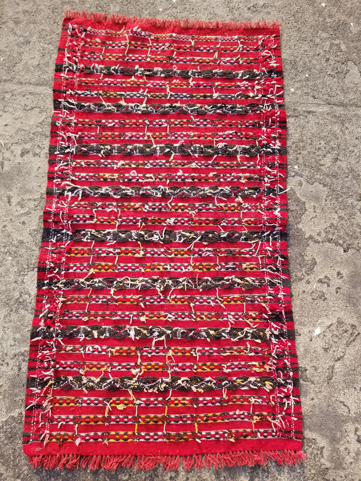Vintage Traditional Handmade Moroccan Wool Multicolor Kilim 4.0×2.2 ft