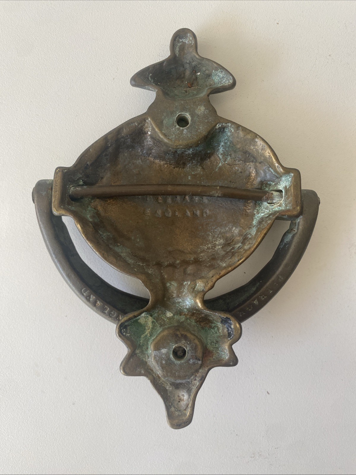 Vintage Solid Brass Door Knocker Sheep Head Peerage England Patina Ornate