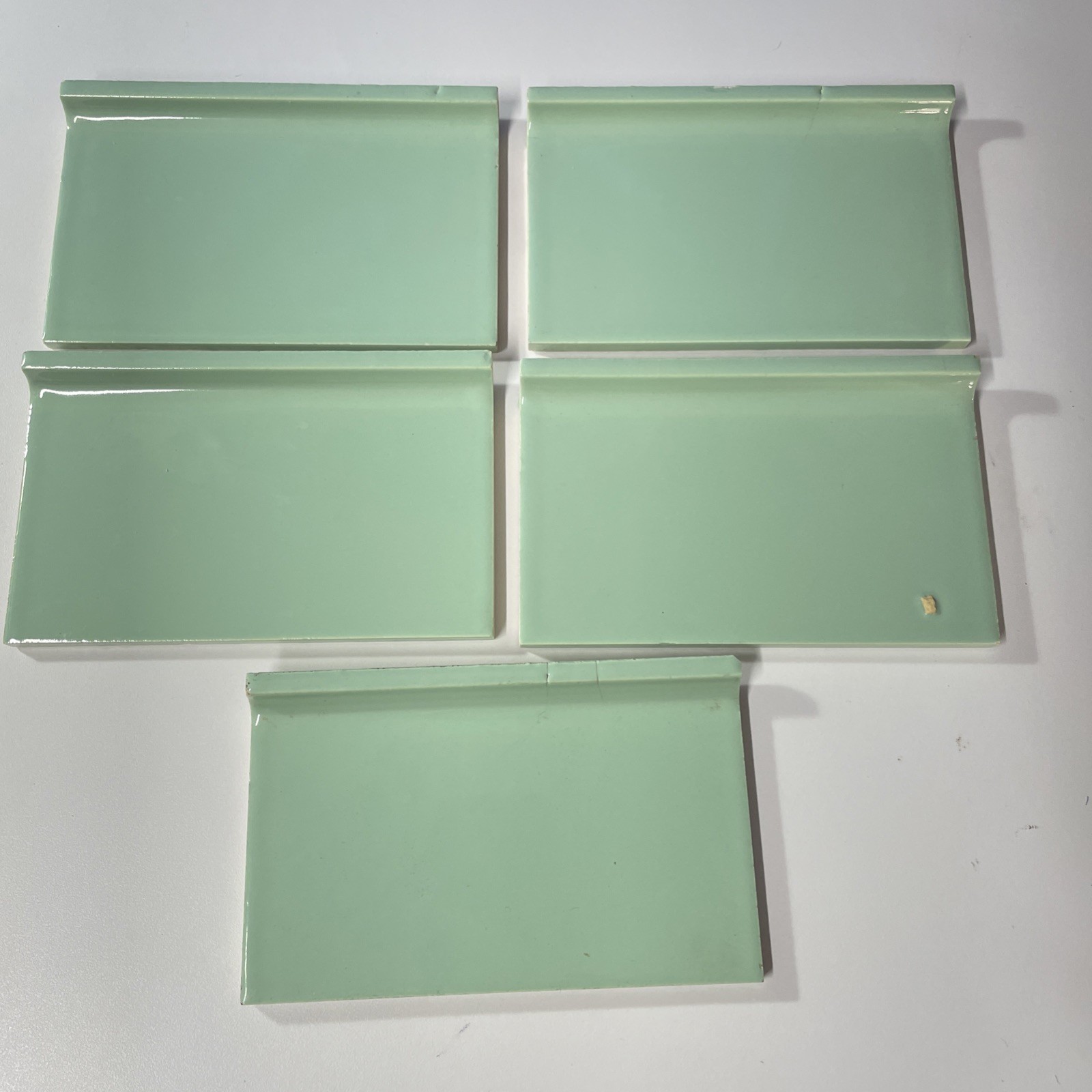 5 VTG Ceramic Aqua Teal Blue Green Bathroom Tile 6”x3.5” Flaws READ