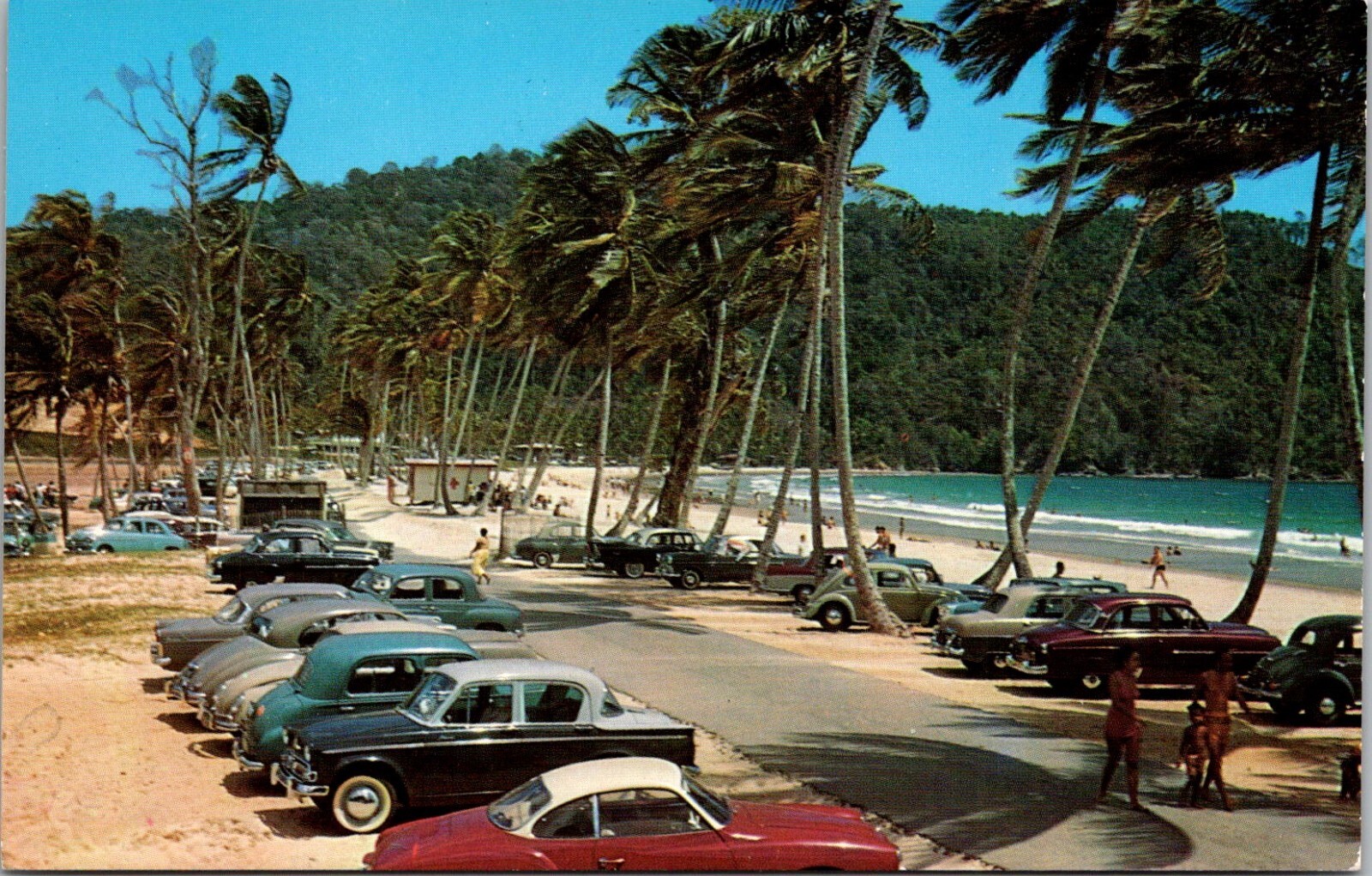 Maracas Bay Trinidad Old Car Beach Postcard Unposted