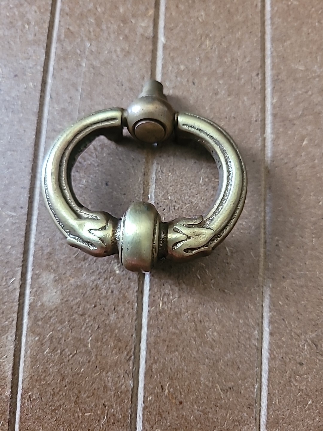 Knocker Style Drop Bail Pull Handle & Backplate Dark Aged Brass Vintage