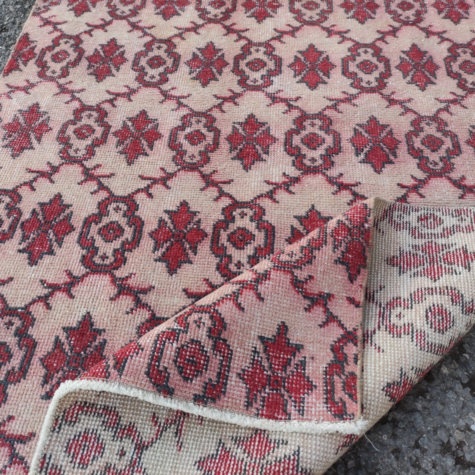Vintage Rare motif Area Rug 3.71 x 6.33 ft , 4×6 Handmade Wool Rug 113 x 193 cm