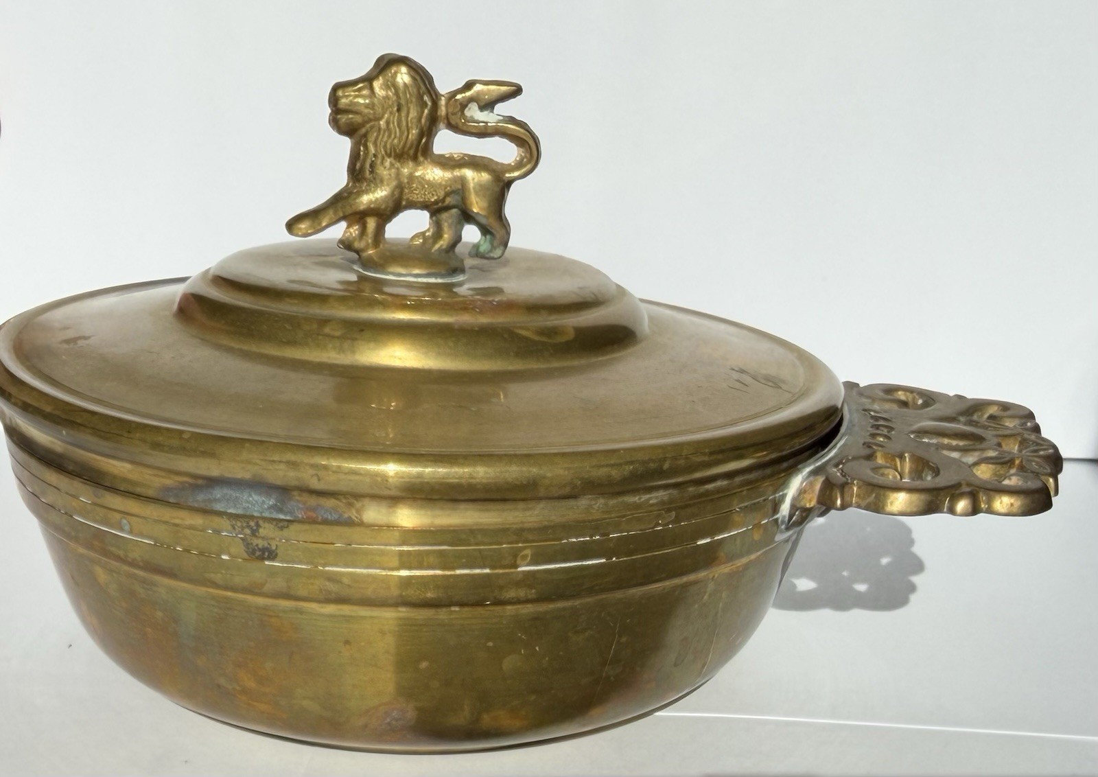 Vintage Chinese Brass Ritual Pan With Lid (Incense Burner, Ash Tray)