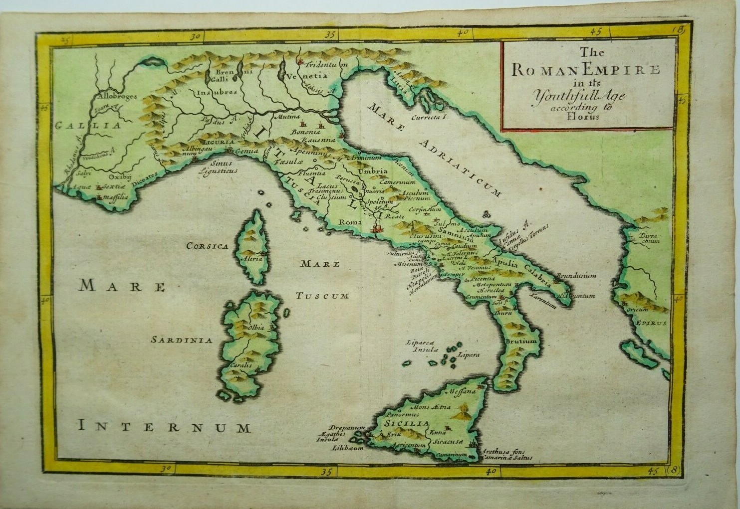 Antique Map of Ancient Italy by Herman Moll 1705