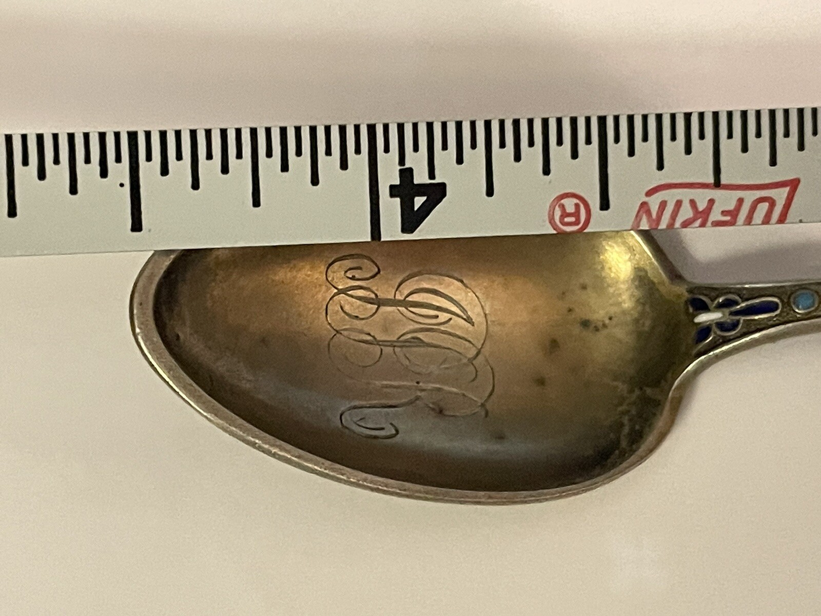 David Andersen 925 Sterling Silver Enameled Spoon 4 1/2” 11 Grams Monogram