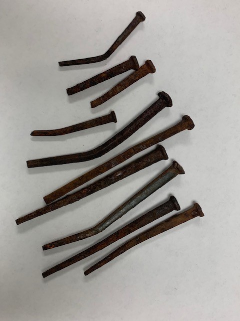 10 Vintage Blacksmith Cut Square Barn Farmhouse Antique Nails