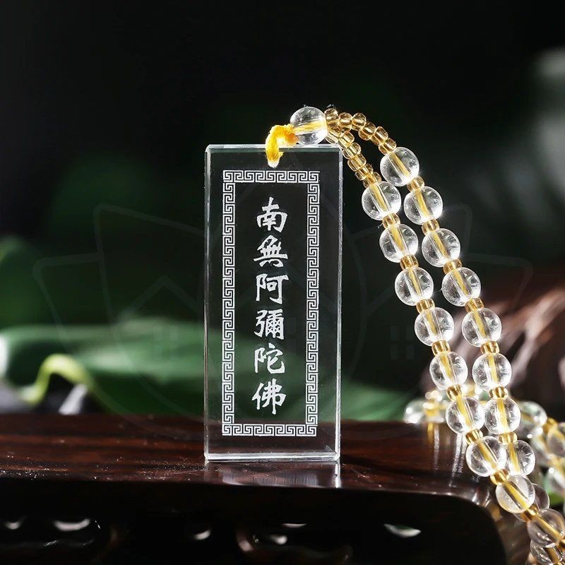5.2*2.4cm Crystal Buddha Pendant Necklace Inner Carved Amulet Charm Unisex