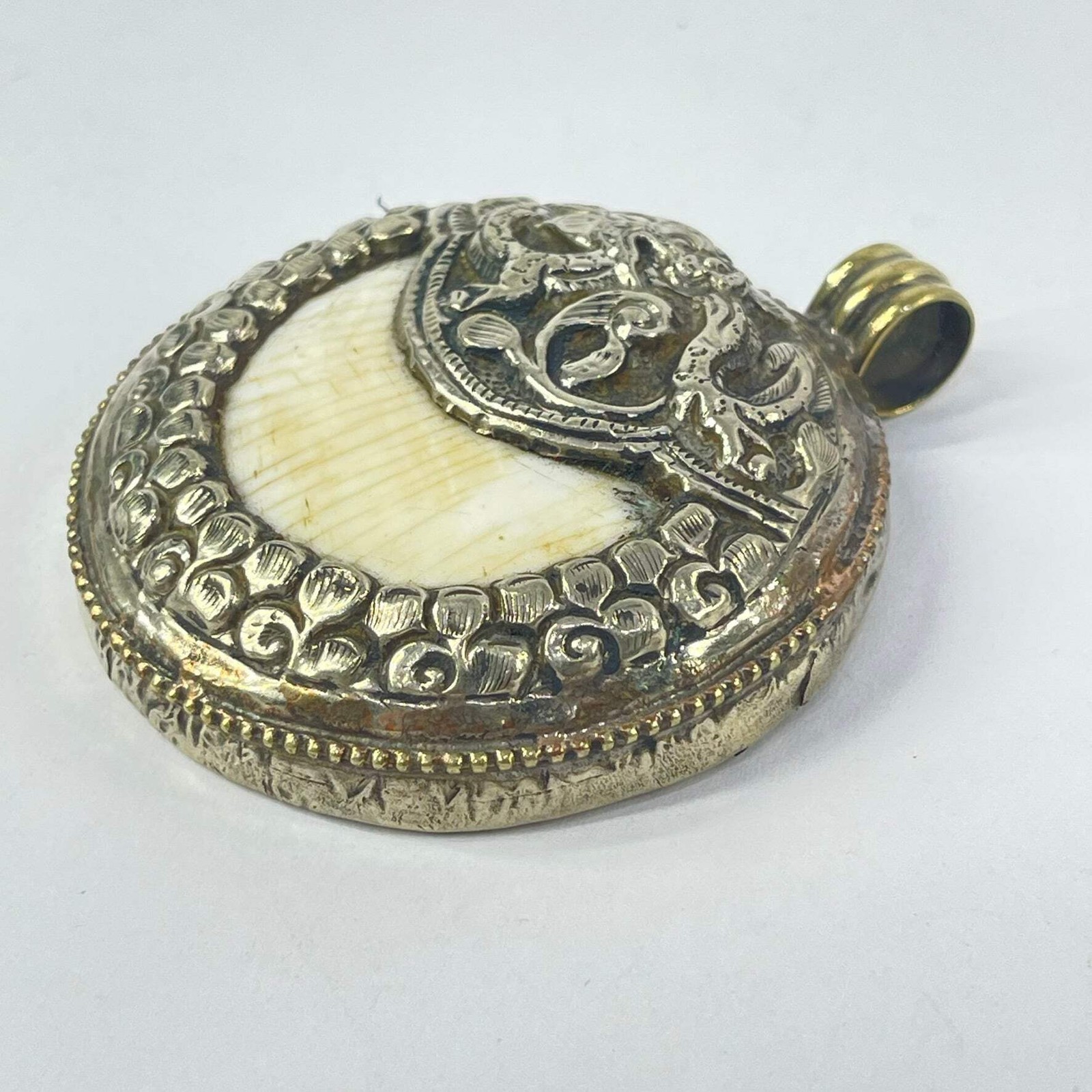 Tibetan Chank Shell Repoussé Pendant