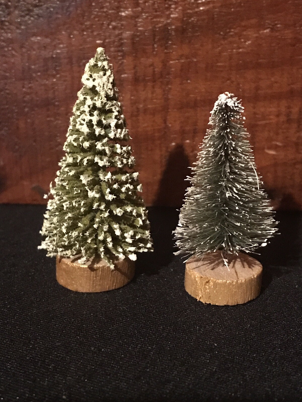 Antique Christmas Chalkware Shepherd & Sheep, Bottlebrush Trees & Toy Block AAFA