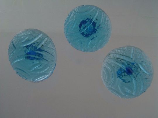 Old Sky Blue Pressed Glass Push Pin / Picture Rail Hanger