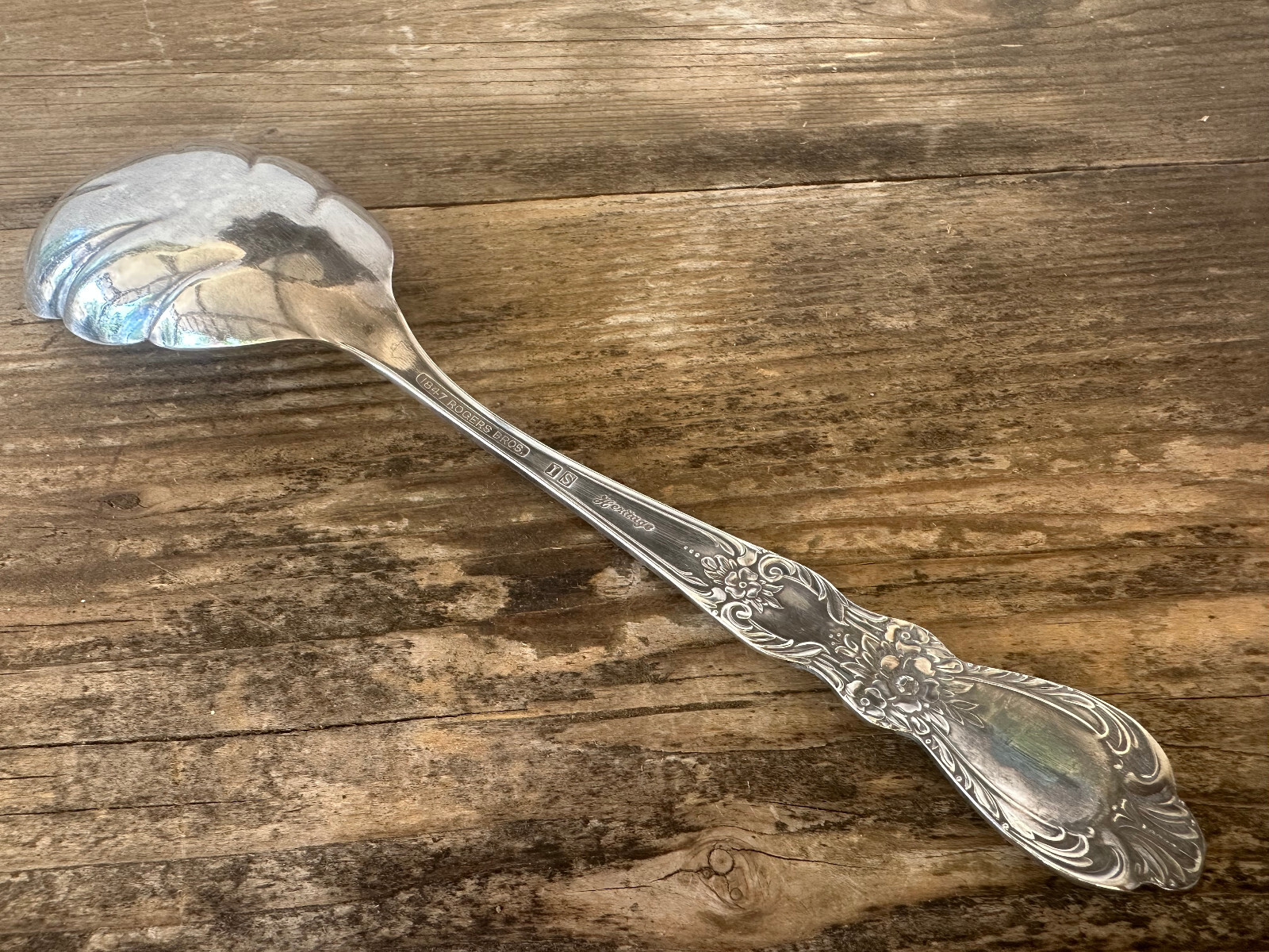 1 Solid Shell Casserole Serving Spoon Heritage International Silverplate 9″