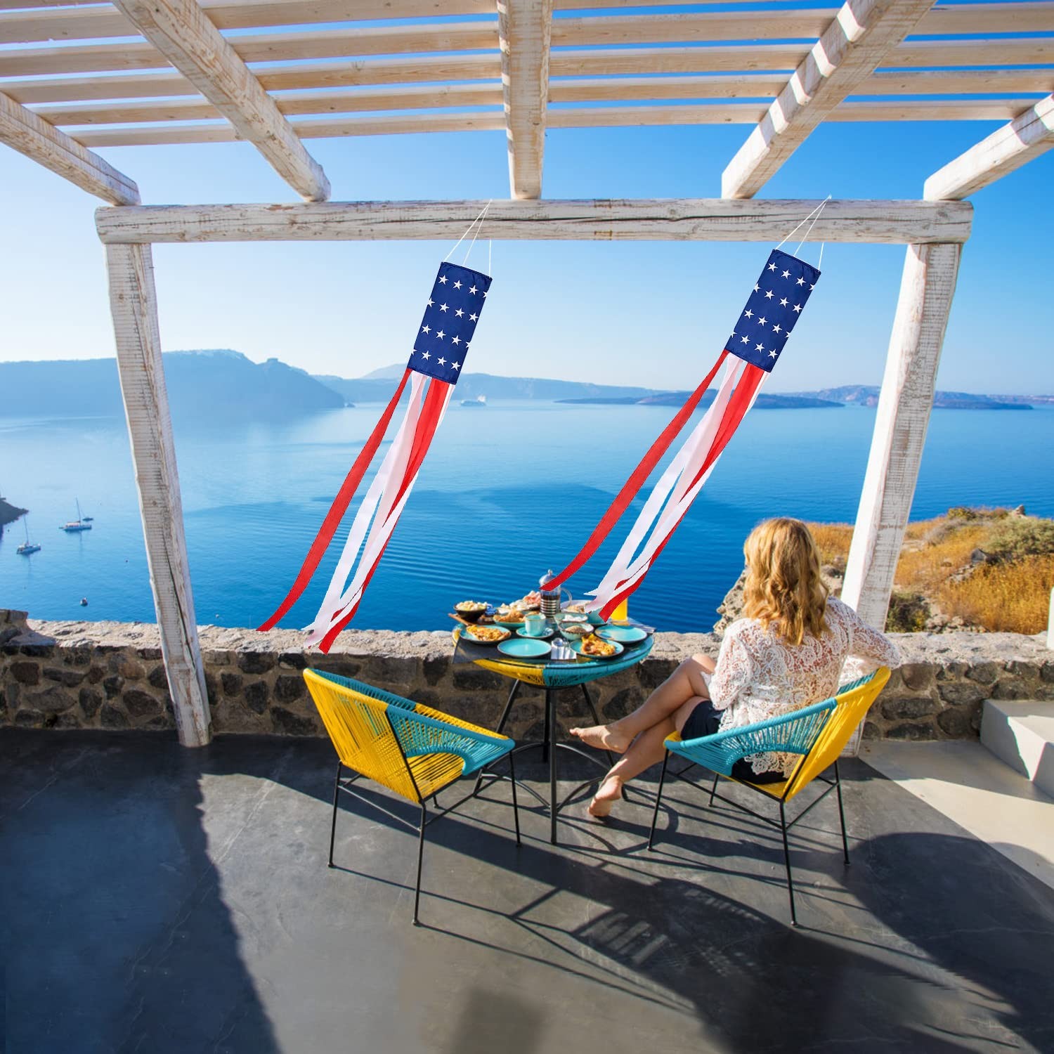 2 Pack 4th of July Windsock American Flag Wind Socks Outdoor Heavy Duty, 40″ USA