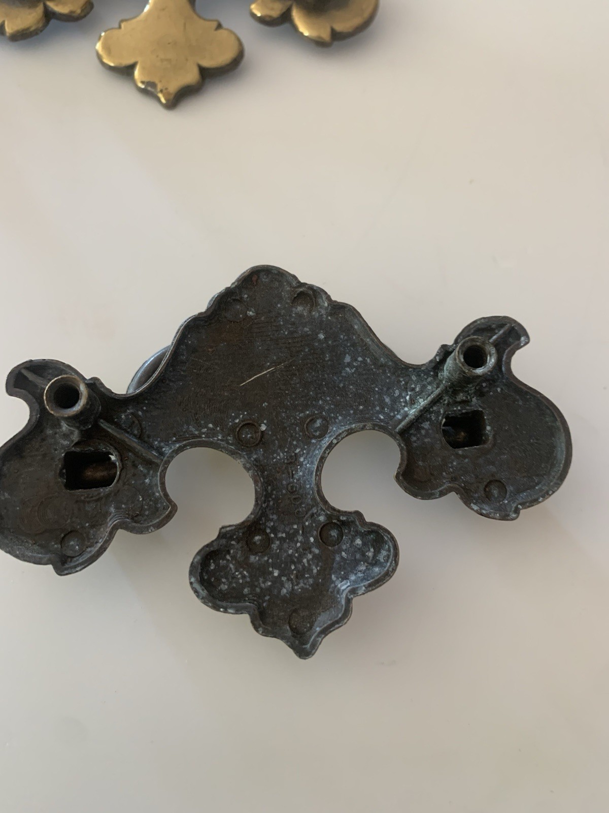 12 Chippendale Style Drop Batwing Drawer Pull Brass Steel Patina Vintage.
