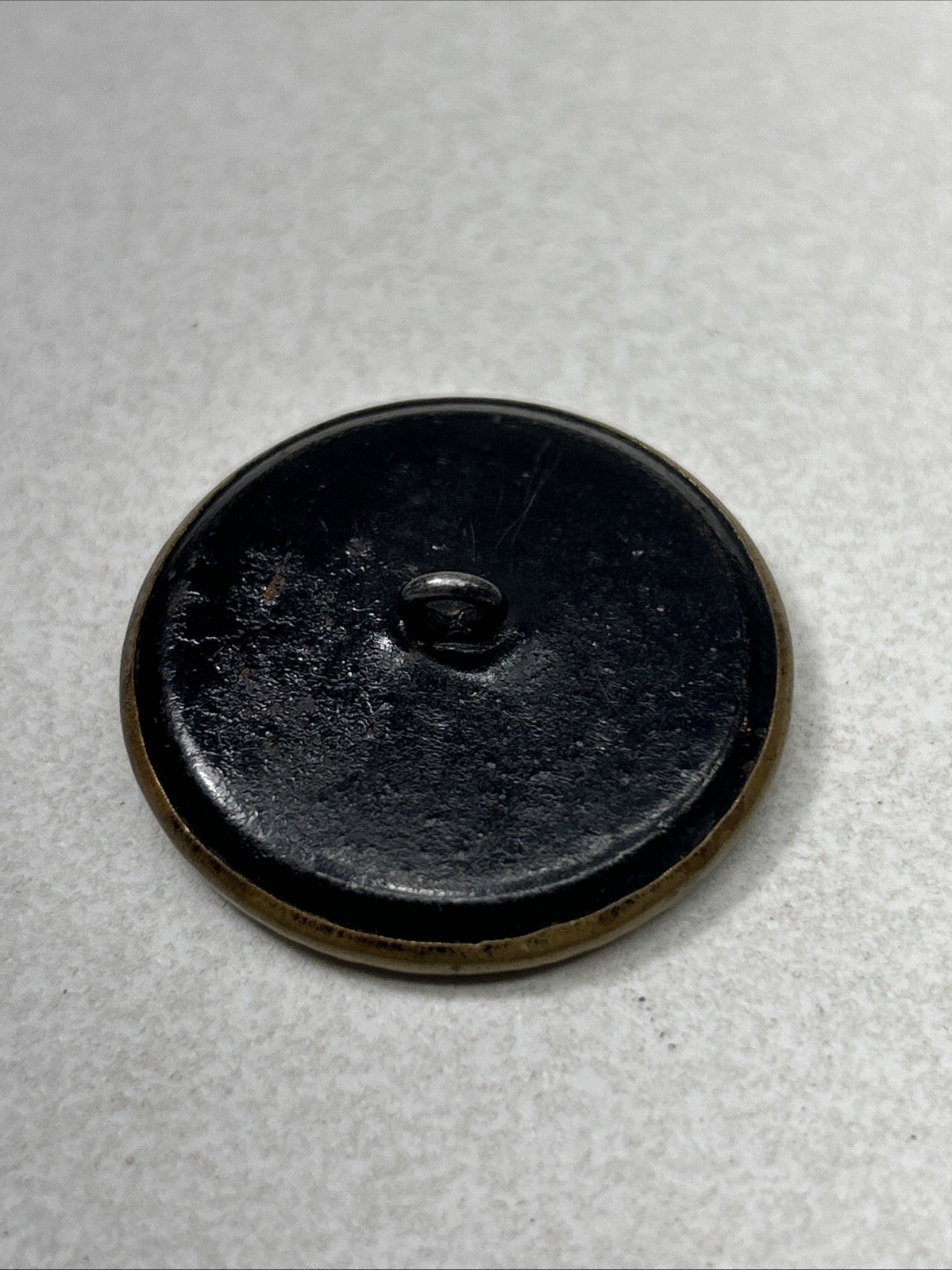 Antique Metal Celluloid Brass Button Glass Floral Under Brass Centerpiece