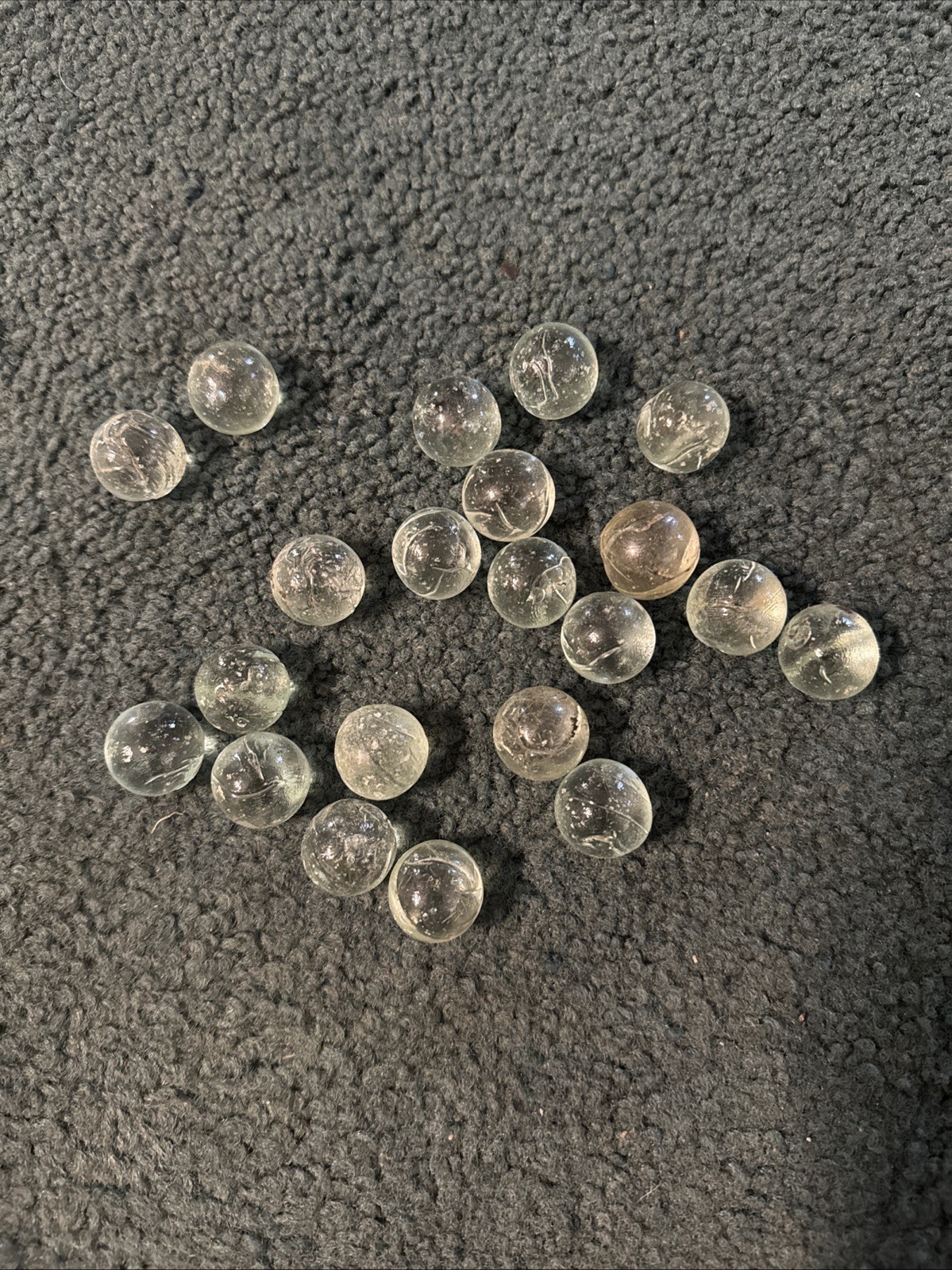 21 RARE Lot Railroad Marbles Green Transparent glass beads for Fiberglass VTG