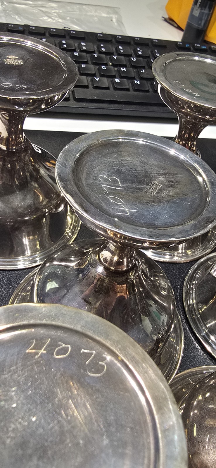 Schweitzer Sterling Silver Reinforcement With Cement Set Of 12 Goblets