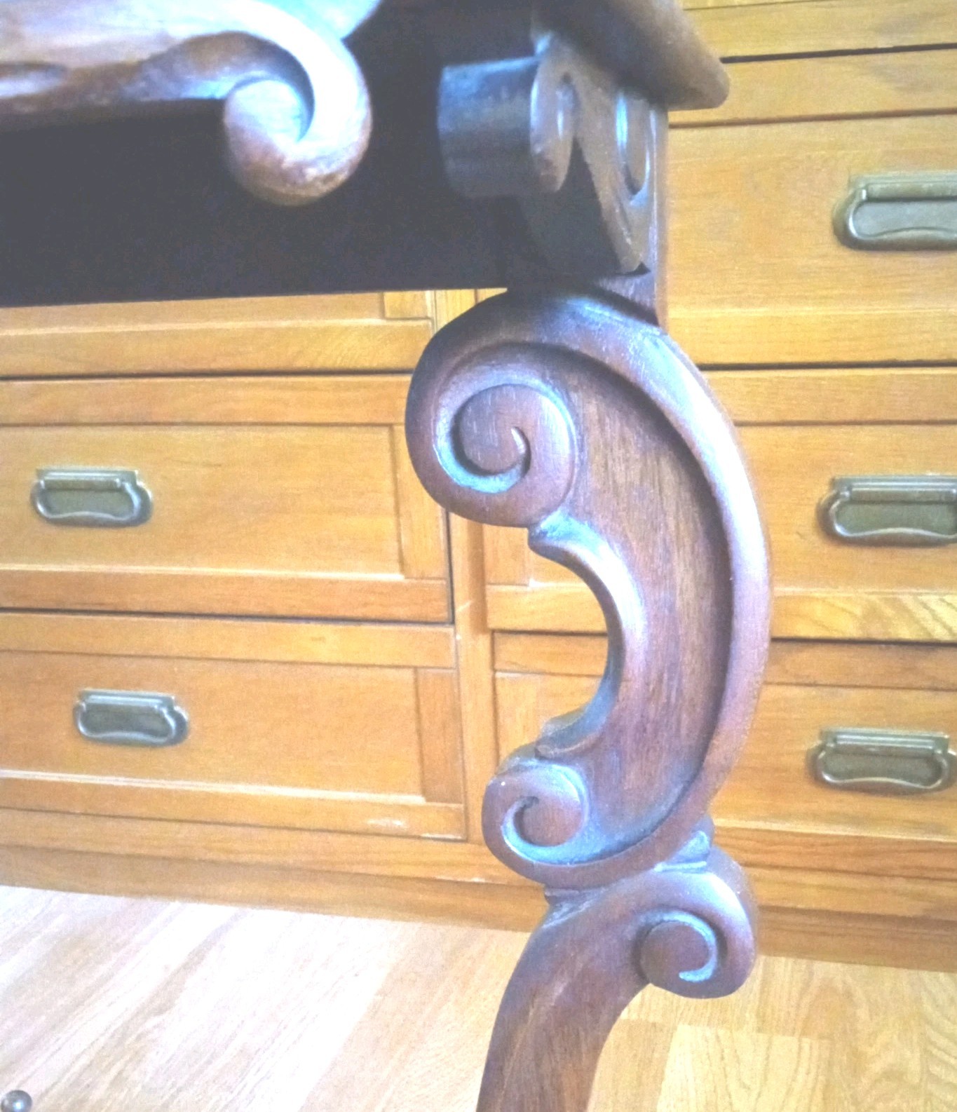 R.J.Horner style-console/parlor table blk marbel Mintcond gorgeous Rosewood/waln