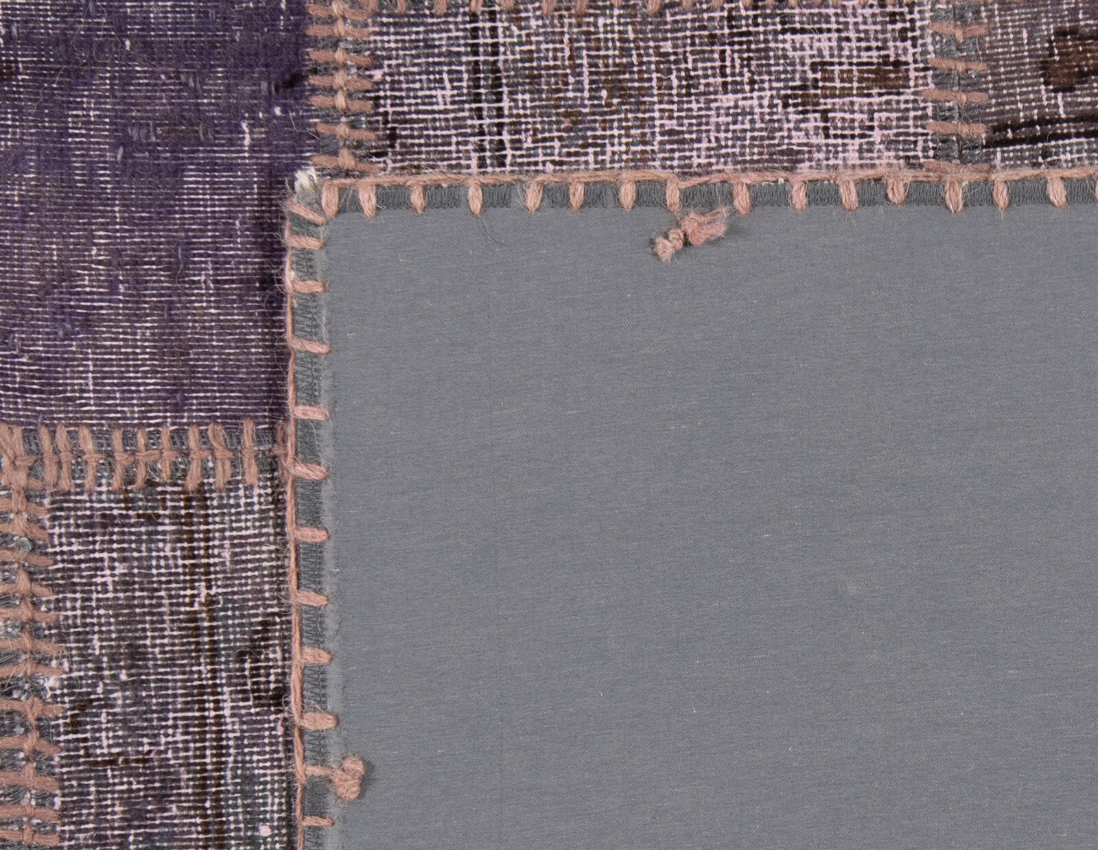 Patchwork Hand-Knotted Vintage Oriental Rug Carpet Purple 208×150 cm