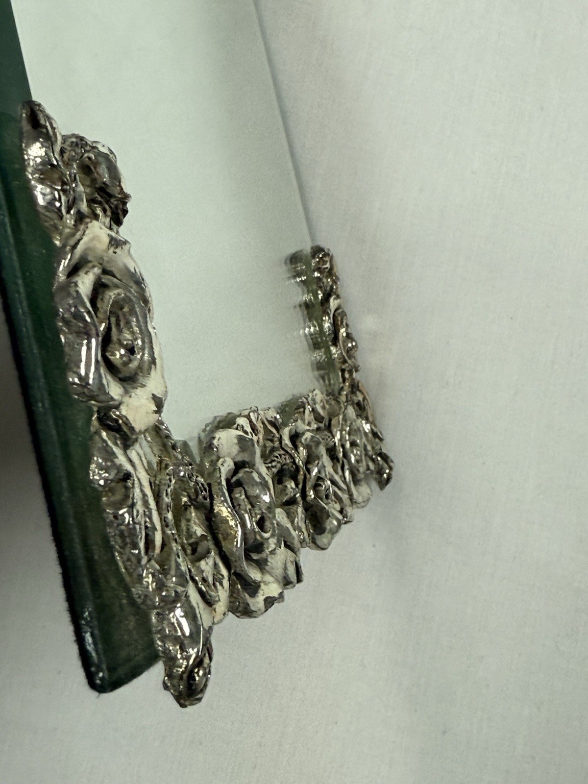 Antique Vanity Mirror Silver Tone Metal Rosettes 12″ X 8″