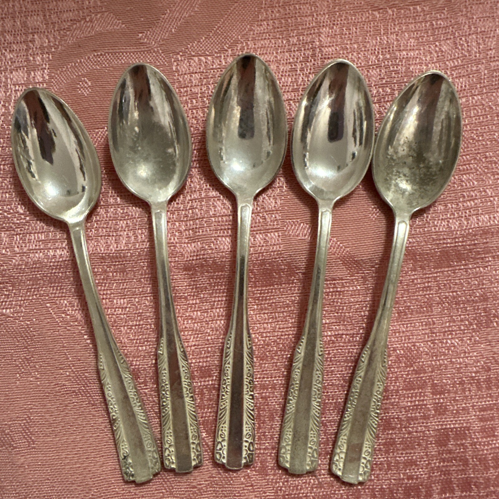 VNTG European Hefra d. Fraget Met-60 Silver Plated Lot 5 Expresso Spoons
