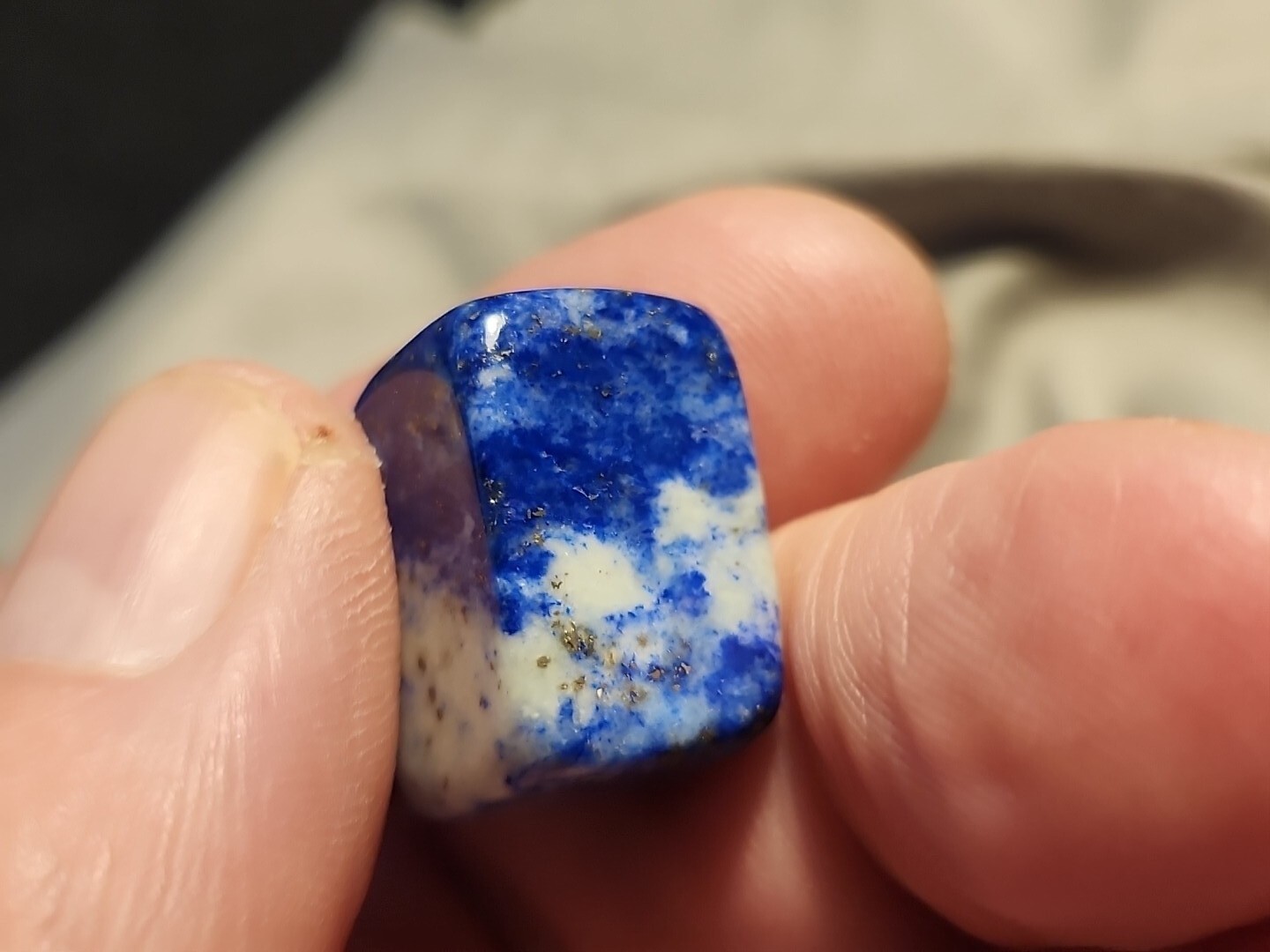 Beautiful lapis Lazuli Worked Stone Piece Super Smooth, Lovely To Touch. LA76w