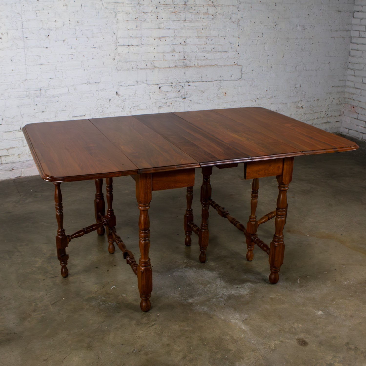 William Mary Style Dining Table Walnut Drop Leaf Expanding Gateleg by Abernathy