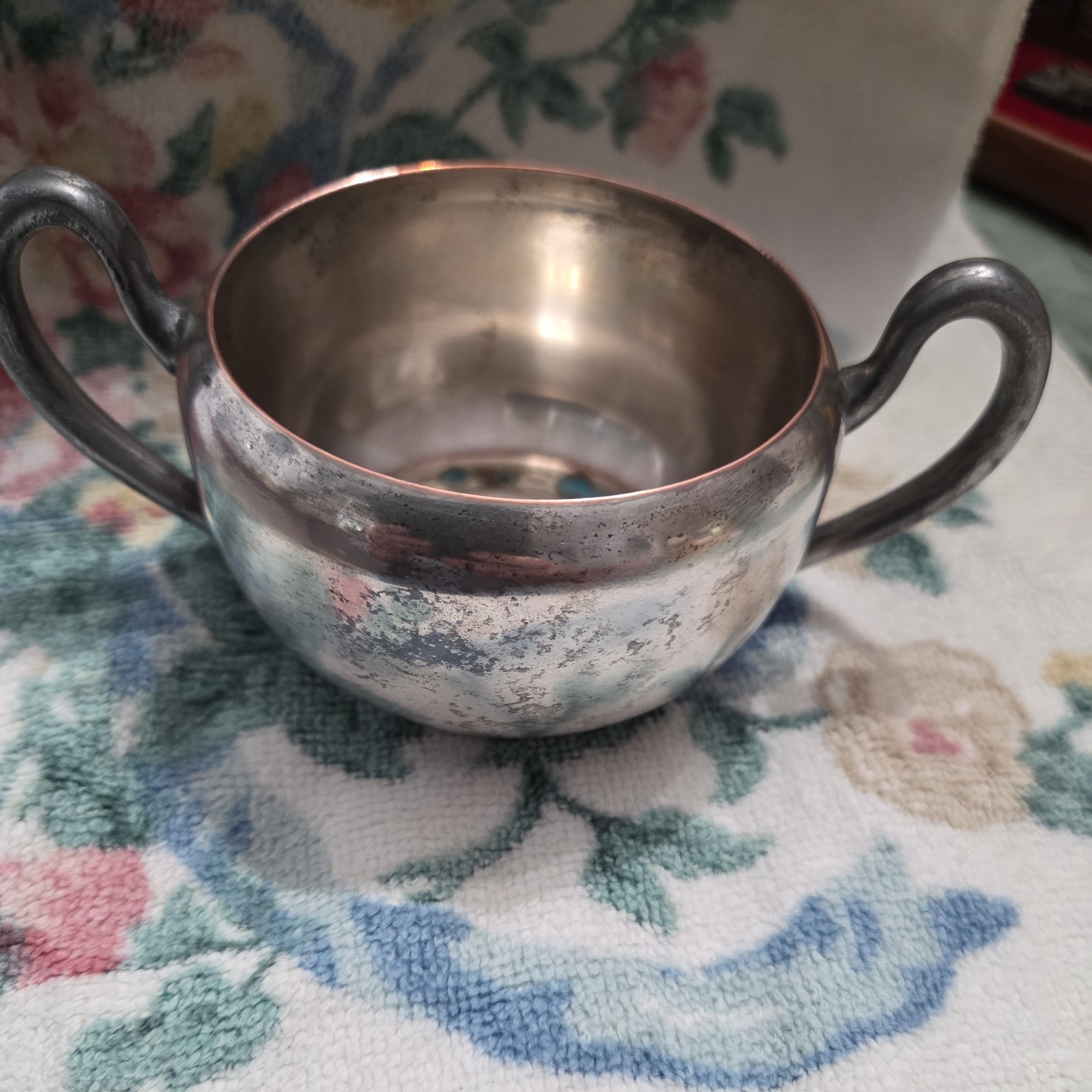 Vintage ACADEMY Silver on Copper Sugar Bowl